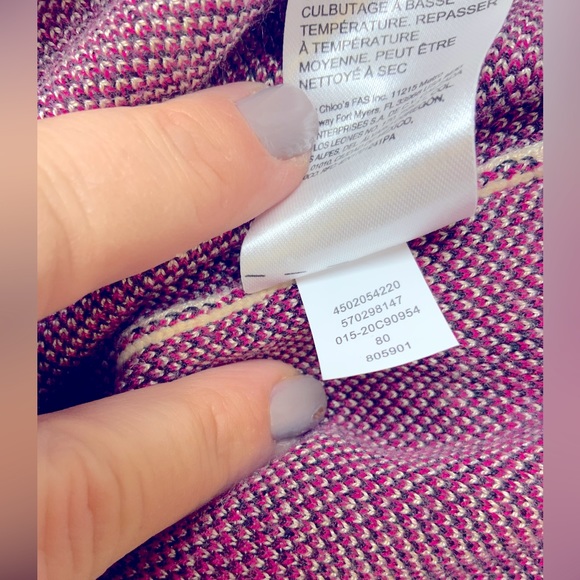 Chico’s Pink Animal Print Bateau Neck Sweater-Size 2 - Picture 11 of 11